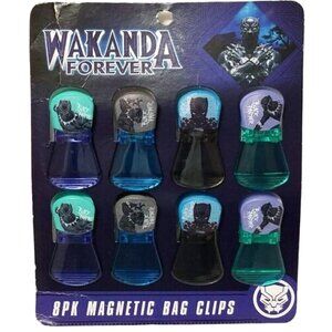 Marvel Panther Wakanda Forever 8PK Magnetic 2.75in Bag Clips - NWT